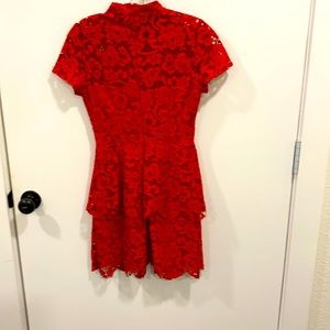 Beautiful lace high neck mini dress with peplum detail sz 2